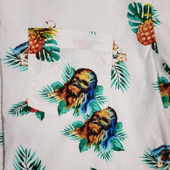 Star Wars Hawaiian Shirt, Chewbacca, Men's Medium Floral All Over Print Casual - Picture 6 of 14